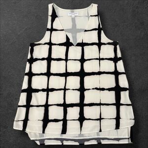 Adam Lippes for Target Grid Print Sleeveless Layered Tank Top L Black White 2015